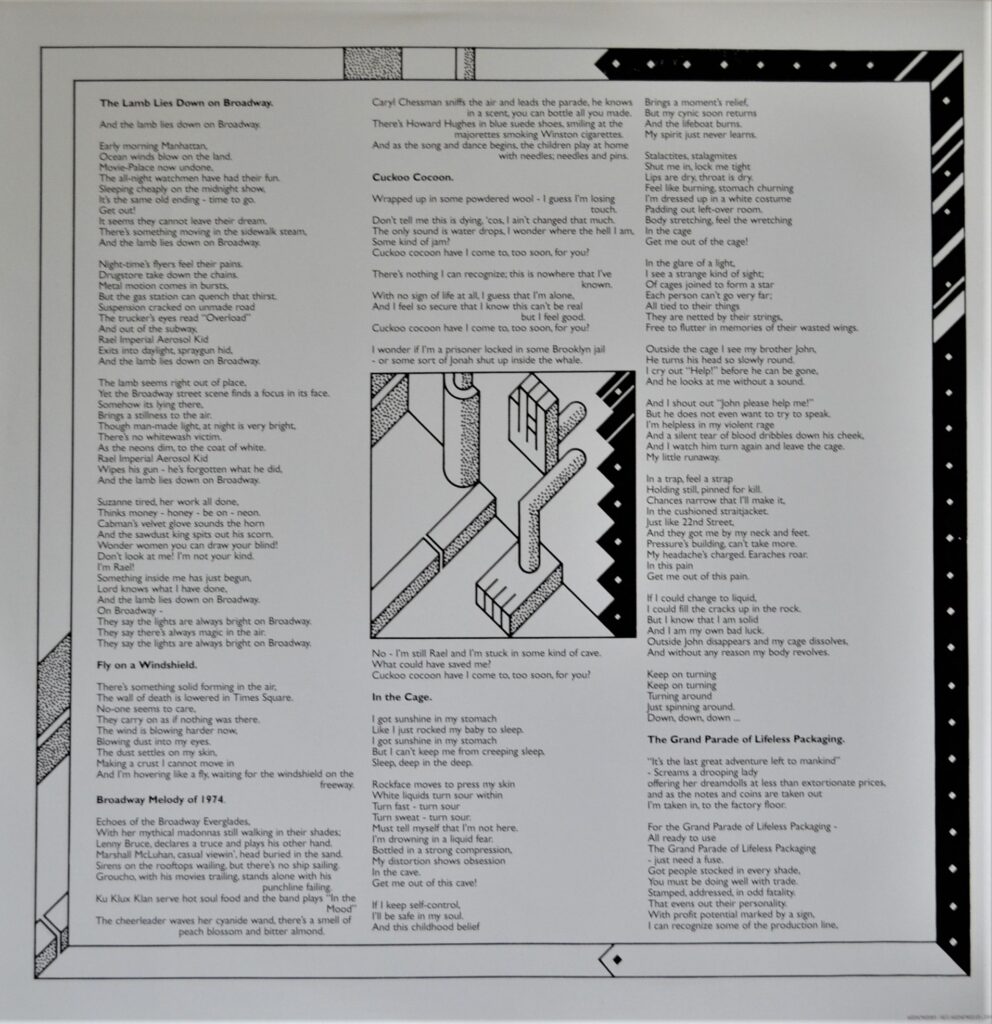 Genesis - The Lamb Lies Down On Broadway genesis-the-lamb-lies-down-on-broadway-inner-sleeve-record-one-face