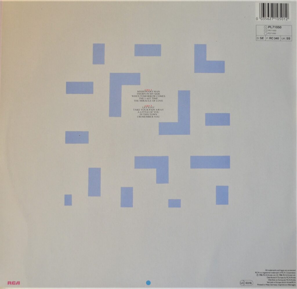 Eurythmics - Revenge And The Miracle Of Love eurythmics-revenge-back-cover