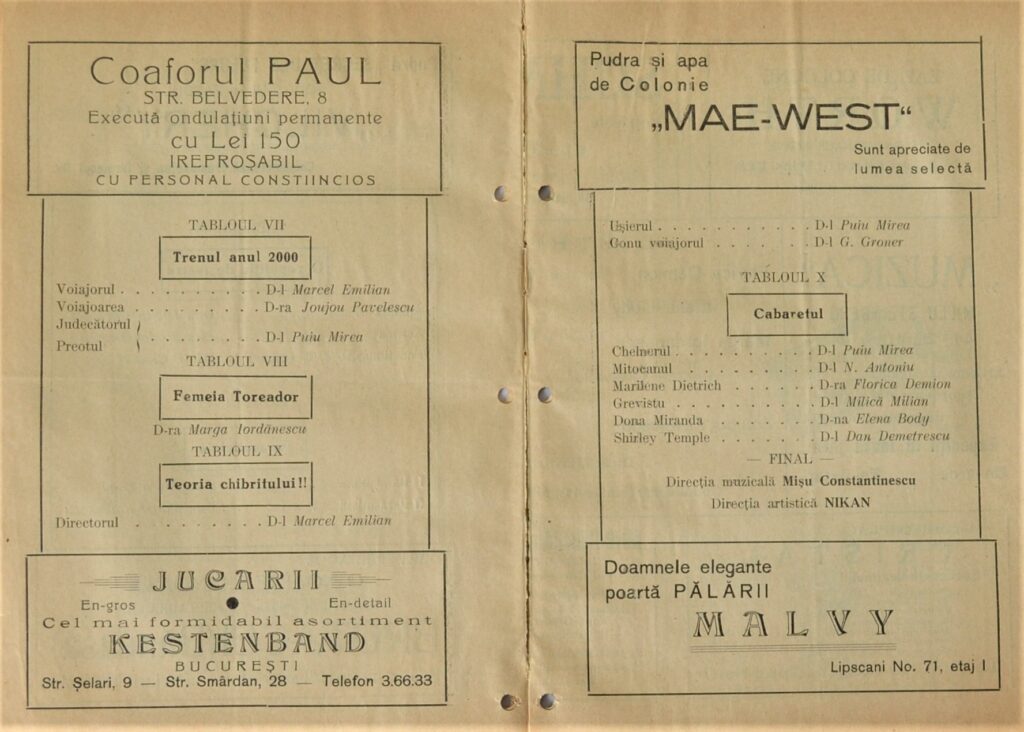 The Vaudeville: A Dive Into The 1936 Arpa &Quot;Rece Racoreala&Quot; teatrul-cinema-arpa-program-1936-d-rece-racoreala-pages-5-and-6