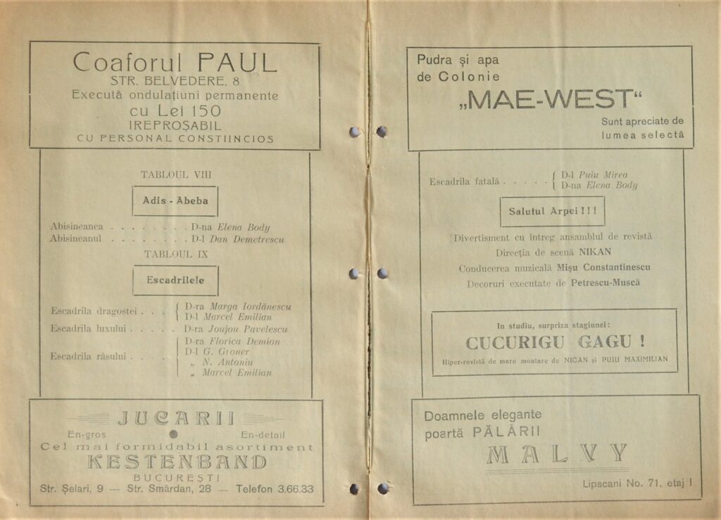 A Free Dive Into The Glamour And Gaiety Of A 1936 Vaudeville Program &Quot;Expre And Dinadins&Quot; teatrul-cinema-arpa-program-1936-e-expre-si-dinadins-pages-5-and-6