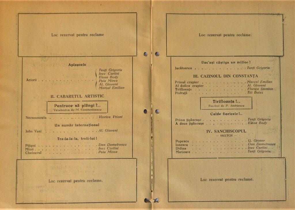 Rediscovering The Magic Of Teatrul Cinema Arpa'S 1936 Program - Luna Bucuriilor teatrul-cinema-arpa-program-1936-pages-4-and-5
