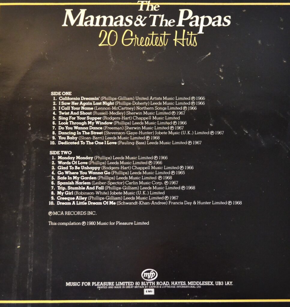 The Mamas And The Papas - 20 Greatest Hits the-mamas-and-the-papas-20-greatest-hits-back-cover