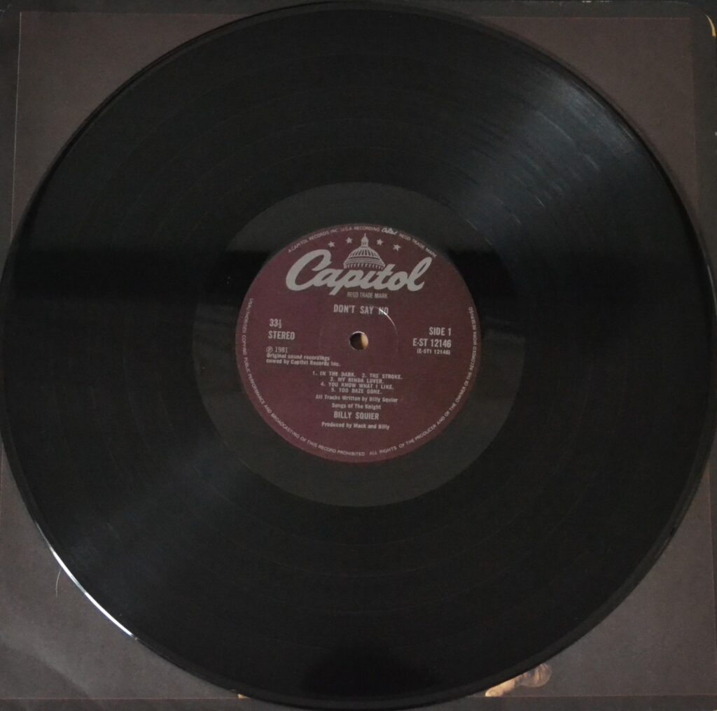 Billy Squier - Don'T Say No In The Dark billy-squier-don-t-say-no-record-side-one