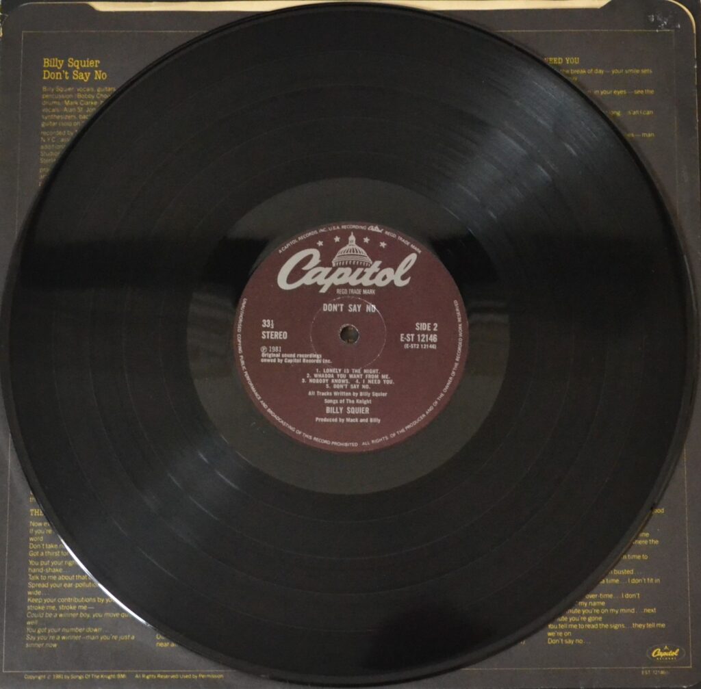 Billy Squier - Don'T Say No In The Dark billy-squier-don-t-say-no-record-side-two.